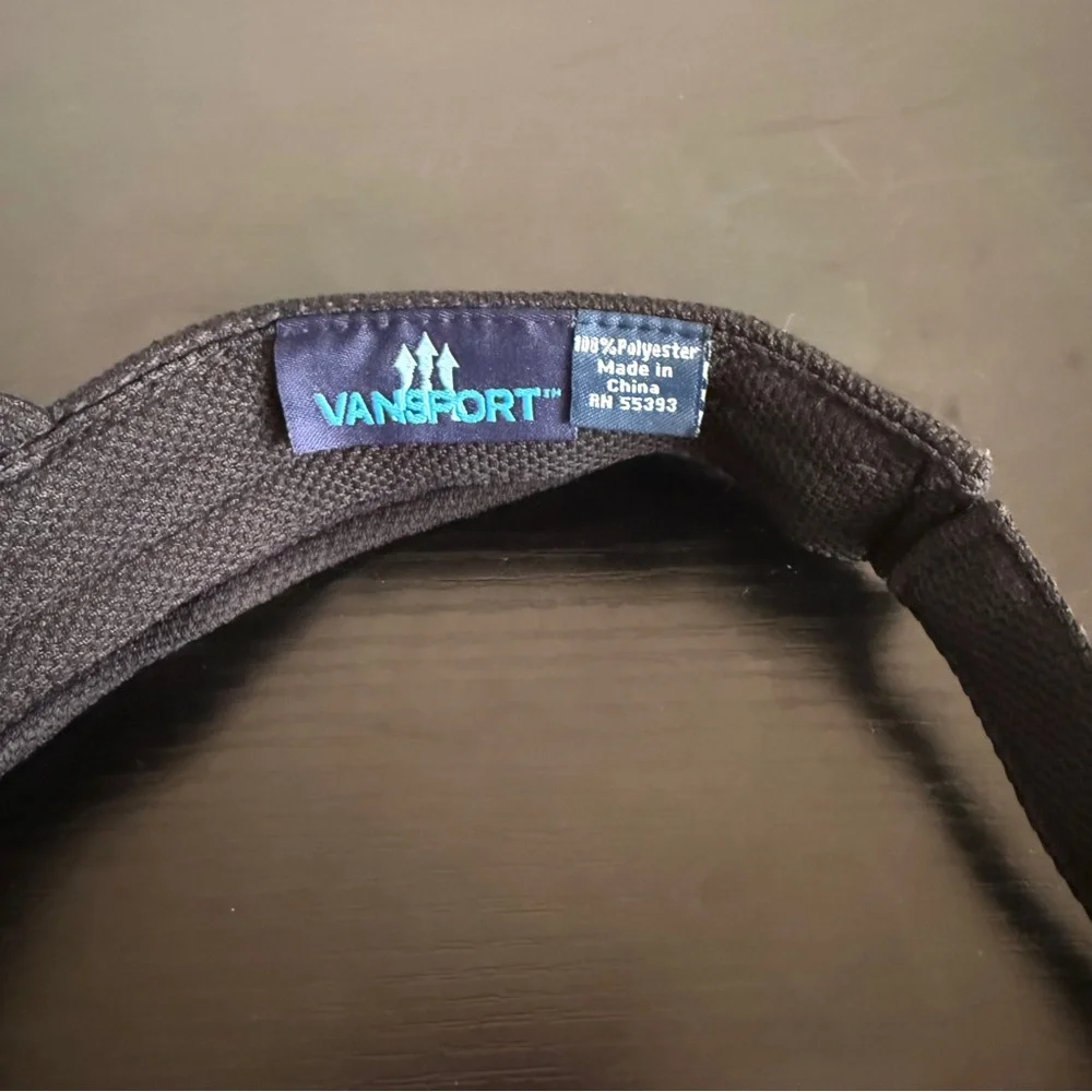 NEW Vansport Classic Black Visor with Textured Fabric and Open Top